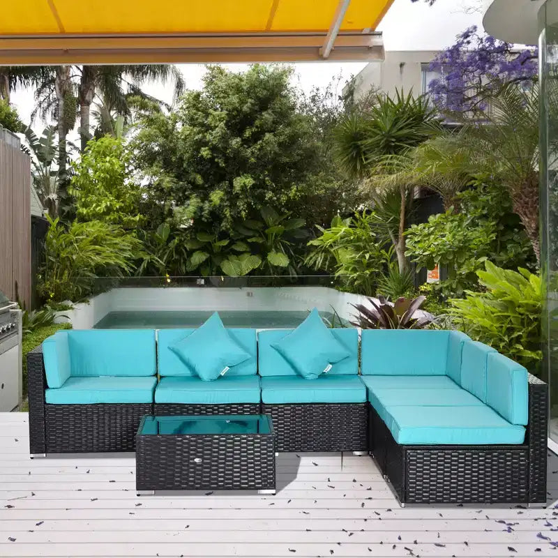 Conjunto de muebles para patio exterior de 7 piezas Outsunny, con mimbre de ratán moderno, perfecto para jardín, terraza y patio trasero