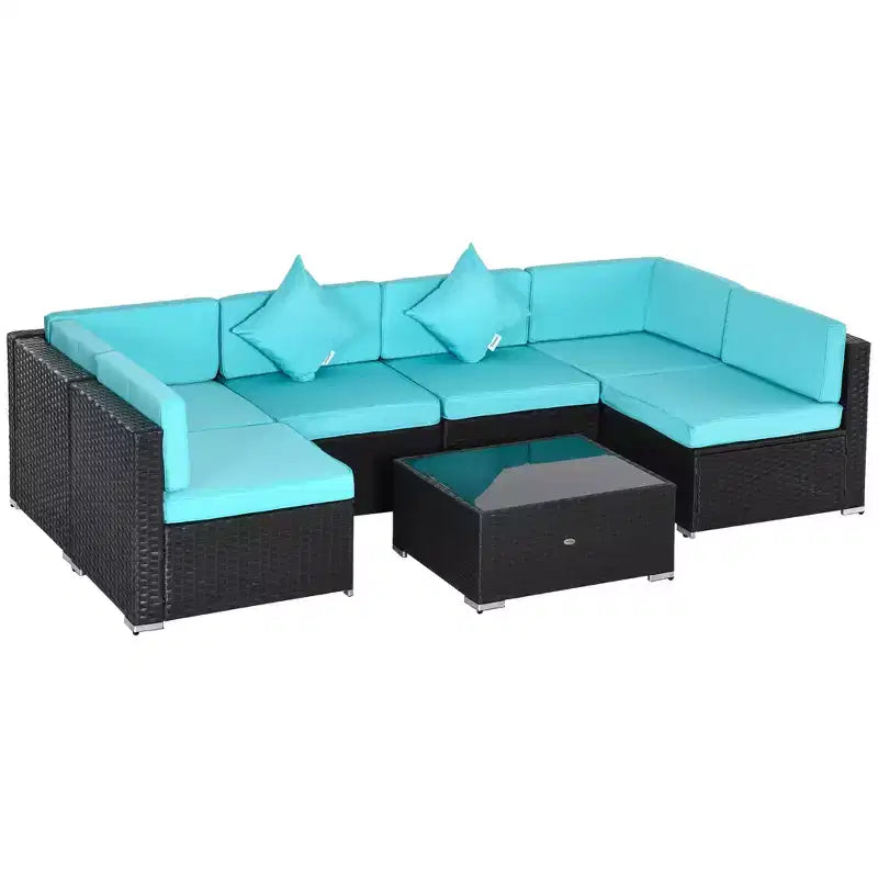Conjunto de muebles para patio exterior de 7 piezas Outsunny, con mimbre de ratán moderno, perfecto para jardín, terraza y patio trasero