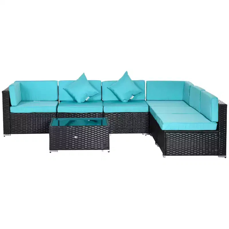 Conjunto de muebles para patio exterior de 7 piezas Outsunny, con mimbre de ratán moderno, perfecto para jardín, terraza y patio trasero