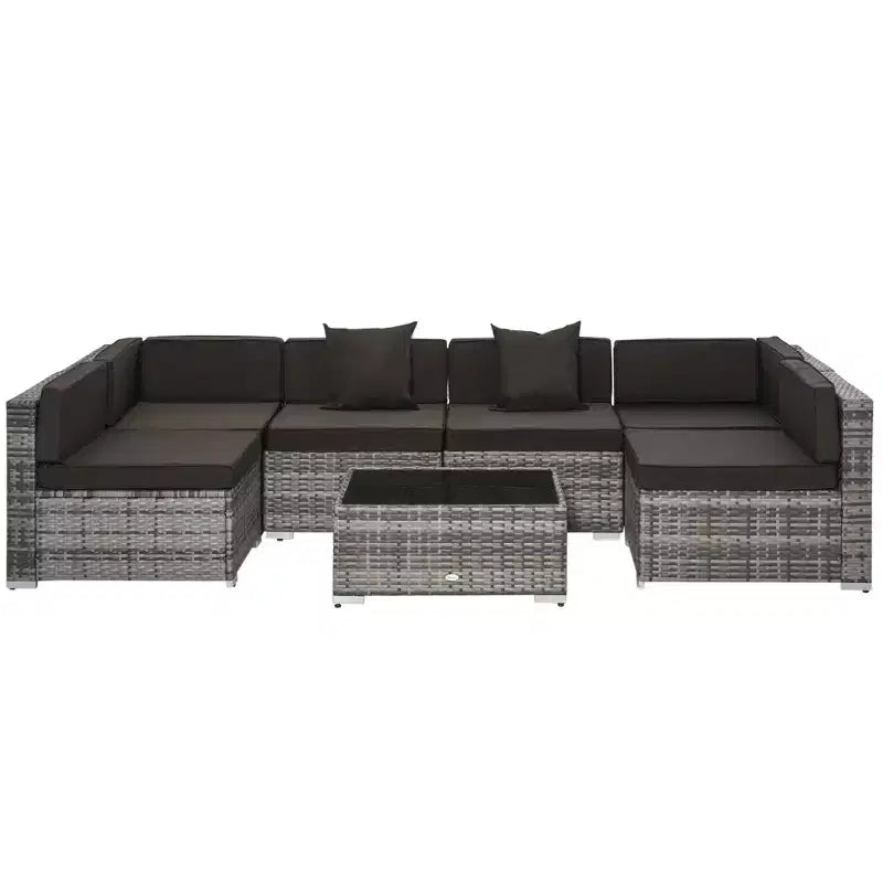 Conjunto de muebles para patio exterior de 7 piezas Outsunny, con mimbre de ratán moderno, perfecto para jardín, terraza y patio trasero
