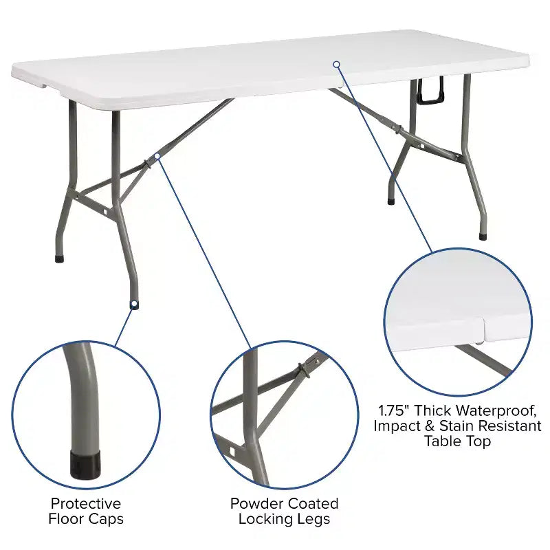 Conjunto de tienda portátil para eventos y fiestas de Flash Furniture: tienda de campaña con toldo desplegable de 8'x8', mesa plegable de 6 pies y conjunto de 4 sillas plegables
