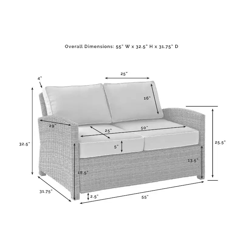 Conjunto de conversación de 4 piezas de mimbre para exterior Bradenton - Crosley