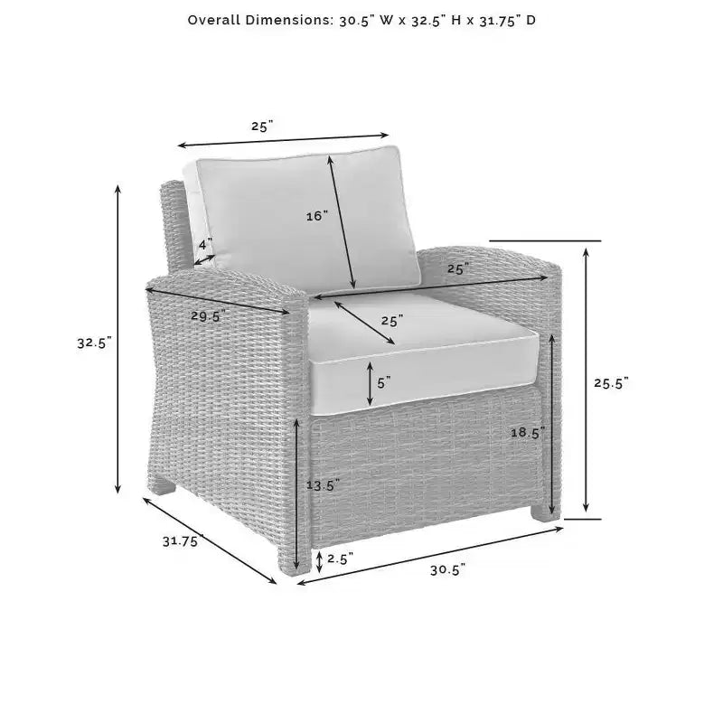 Conjunto de conversación de 4 piezas de mimbre para exterior Bradenton - Crosley