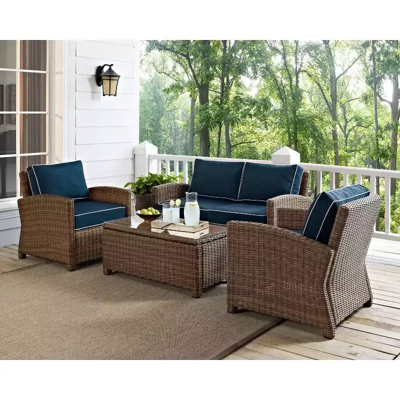 Conjunto de conversación de 4 piezas de mimbre para exterior Bradenton - Crosley