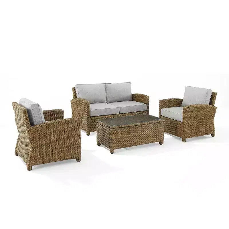 Conjunto de conversación de 4 piezas de mimbre para exterior Bradenton - Crosley