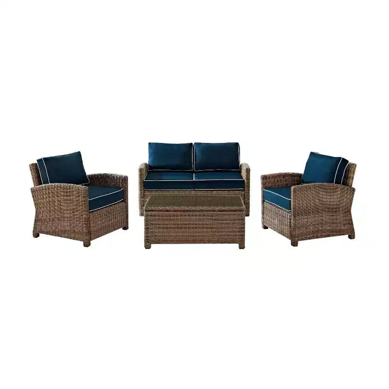 Conjunto de conversación de 4 piezas de mimbre para exterior Bradenton - Crosley