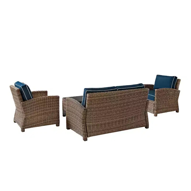 Conjunto de conversación de 4 piezas de mimbre para exterior Bradenton - Crosley