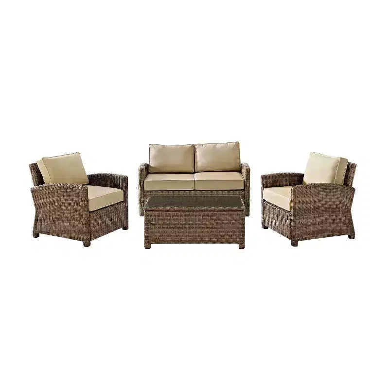 Conjunto de conversación de 4 piezas de mimbre para exterior Bradenton - Crosley