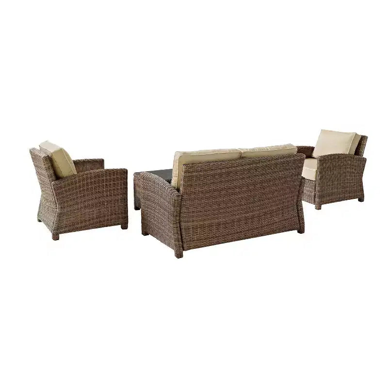 Conjunto de conversación de 4 piezas de mimbre para exterior Bradenton - Crosley