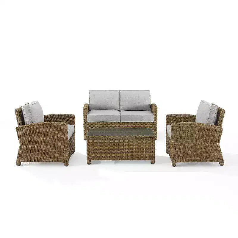 Conjunto de conversación de 4 piezas de mimbre para exterior Bradenton - Crosley