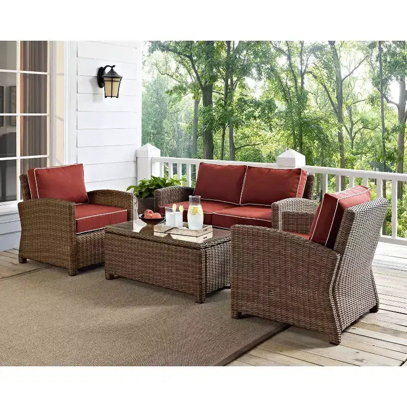 Conjunto de conversación de 4 piezas de mimbre para exterior Bradenton - Crosley