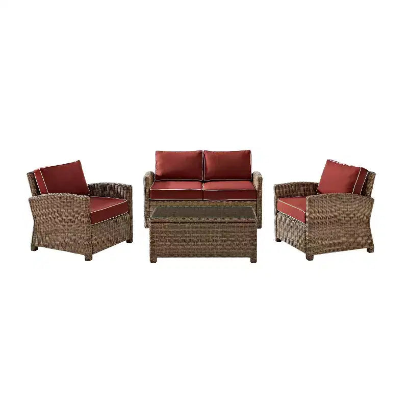 Conjunto de conversación de 4 piezas de mimbre para exterior Bradenton - Crosley