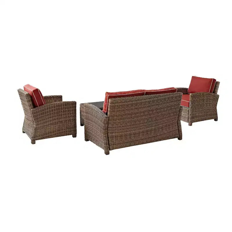 Conjunto de conversación de 4 piezas de mimbre para exterior Bradenton - Crosley