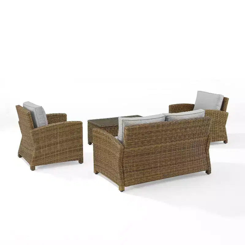 Conjunto de conversación de 4 piezas de mimbre para exterior Bradenton - Crosley