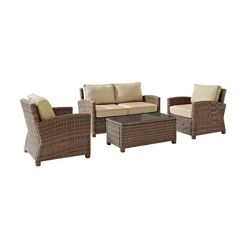 Conjunto de conversación de 4 piezas de mimbre para exterior Bradenton - Crosley
