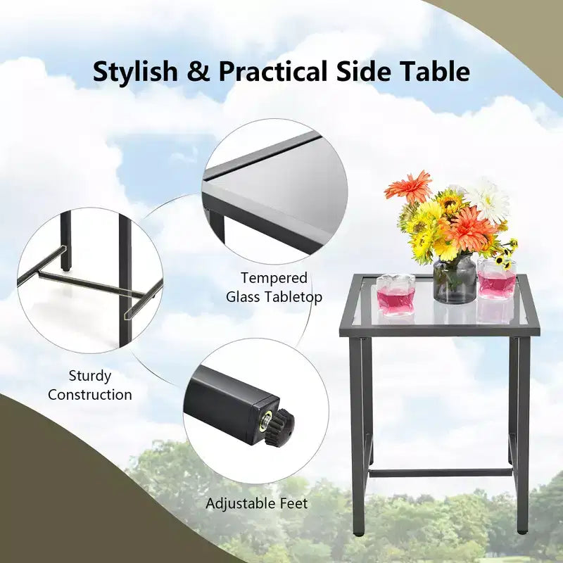 Costway Conjunto de muebles de 3 piezas para patio con silla mecedora y mesa de ratán, cojín para jardín