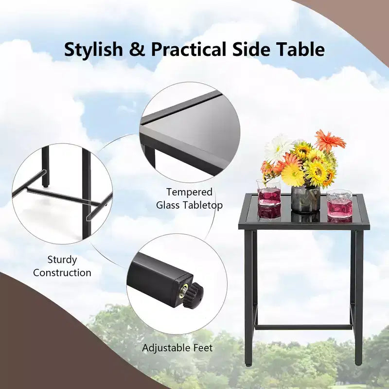Costway Conjunto de muebles de 3 piezas para patio con silla mecedora y mesa de ratán, cojín para jardín
