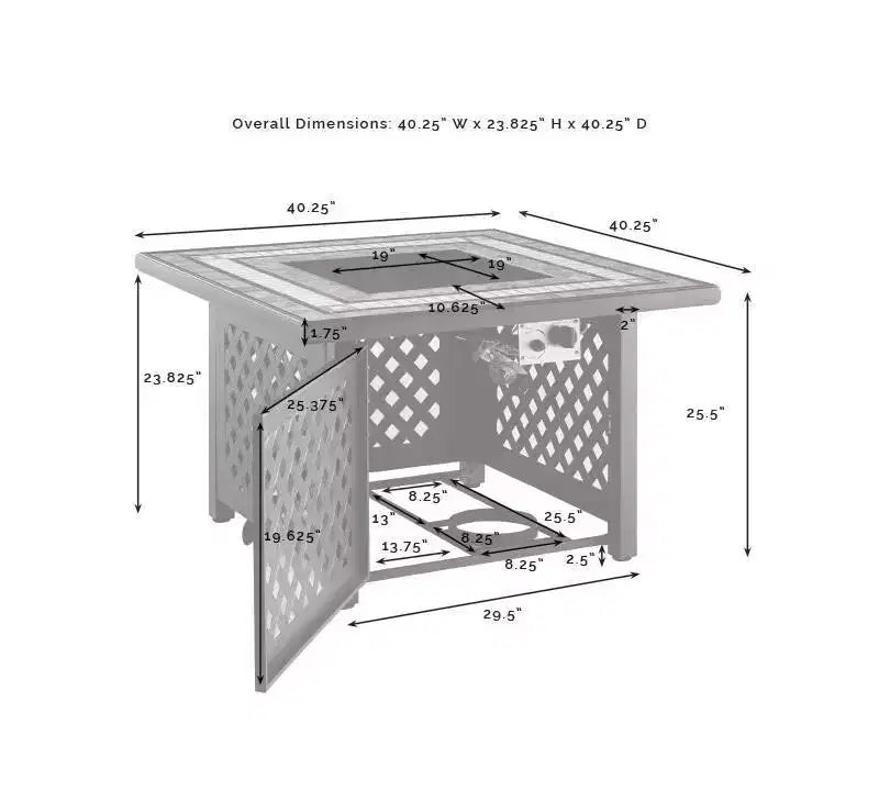 Conjunto de conversación exterior de mimbre de 5 piezas Bradenton con mesa con fogón - Crosley
