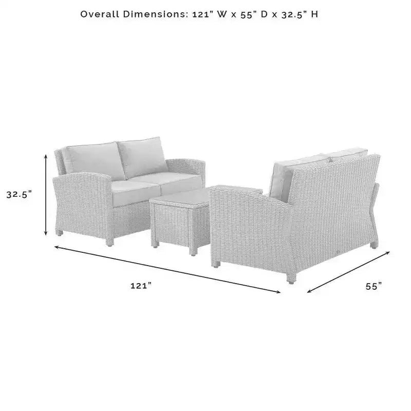 Conjunto de asientos de mimbre para exterior Bradenton, de 3 piezas - Crosley