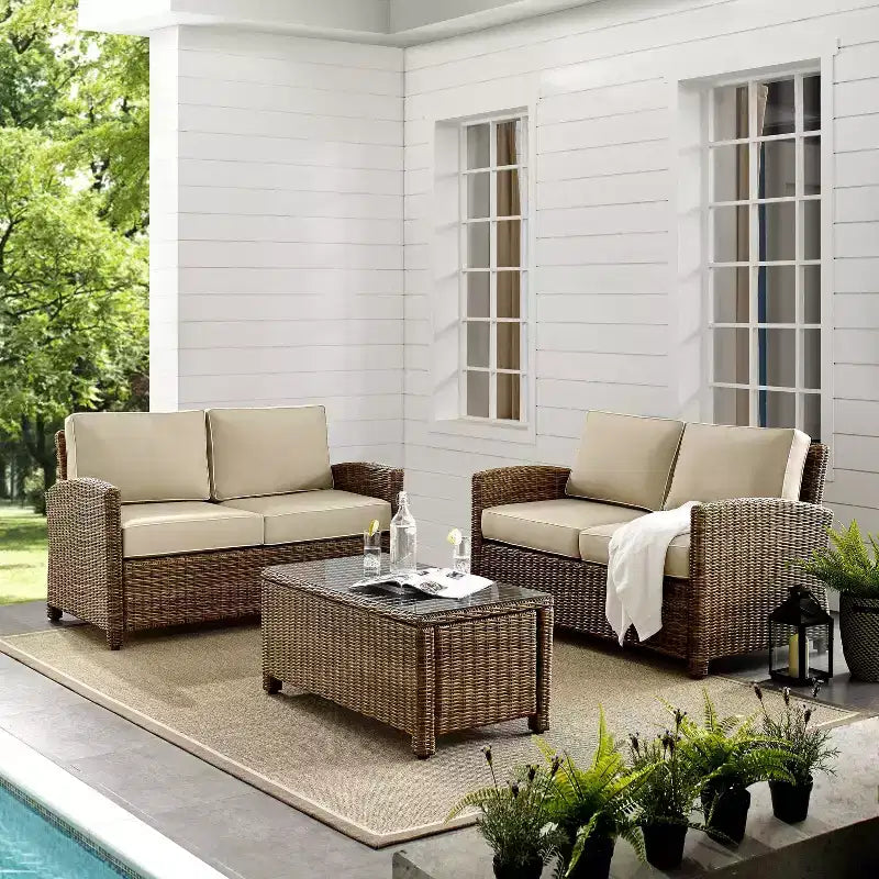 Conjunto de asientos de mimbre para exterior Bradenton, de 3 piezas - Crosley