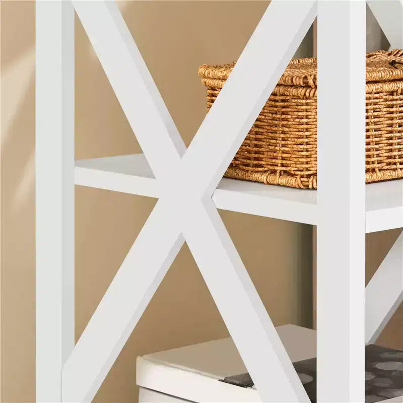 3 Tier Wood End Table with Storage Shelves for Living Room