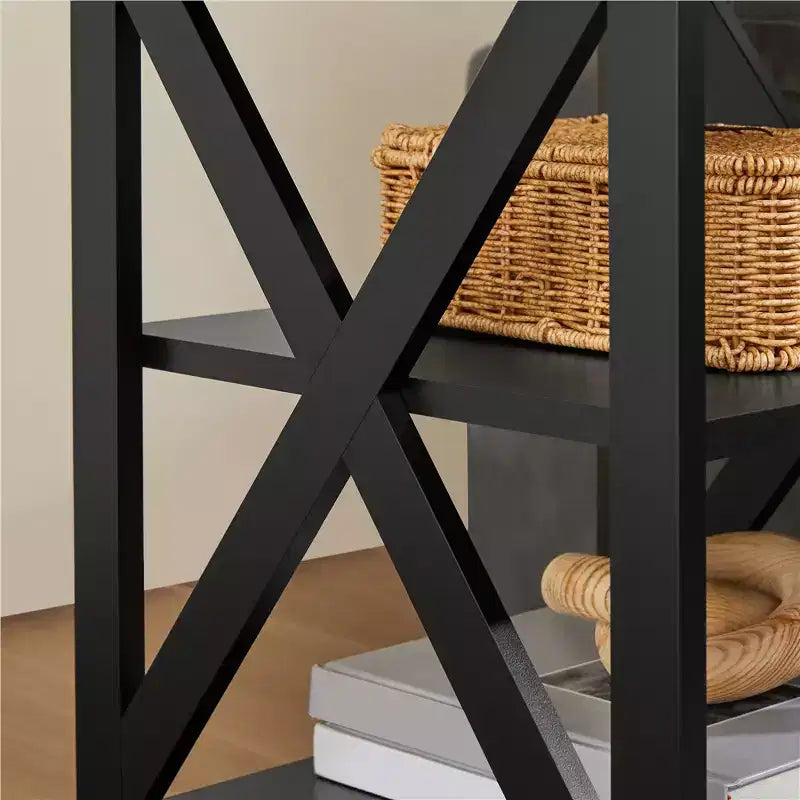 3 Tier Wood End Table with Storage Shelves for Living Room