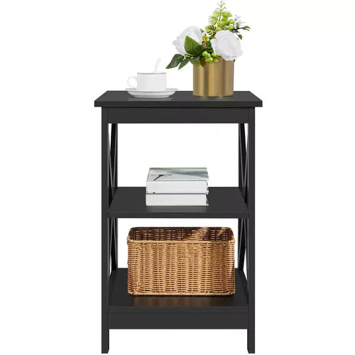 Yaheetech 3 Tier Wood End Table with Storage Shelves for Living Room