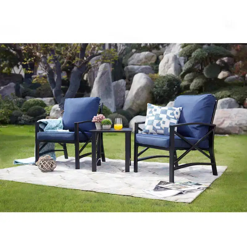 3pc Outdoor Metal Conversation Set with Cushions - Patio Festival