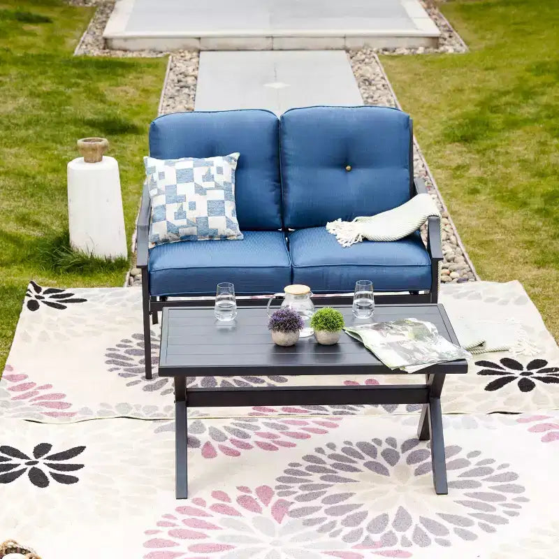 Conjunto de patio de 2 piezas con sofá biplaza y mesa de centro - Patio Festival