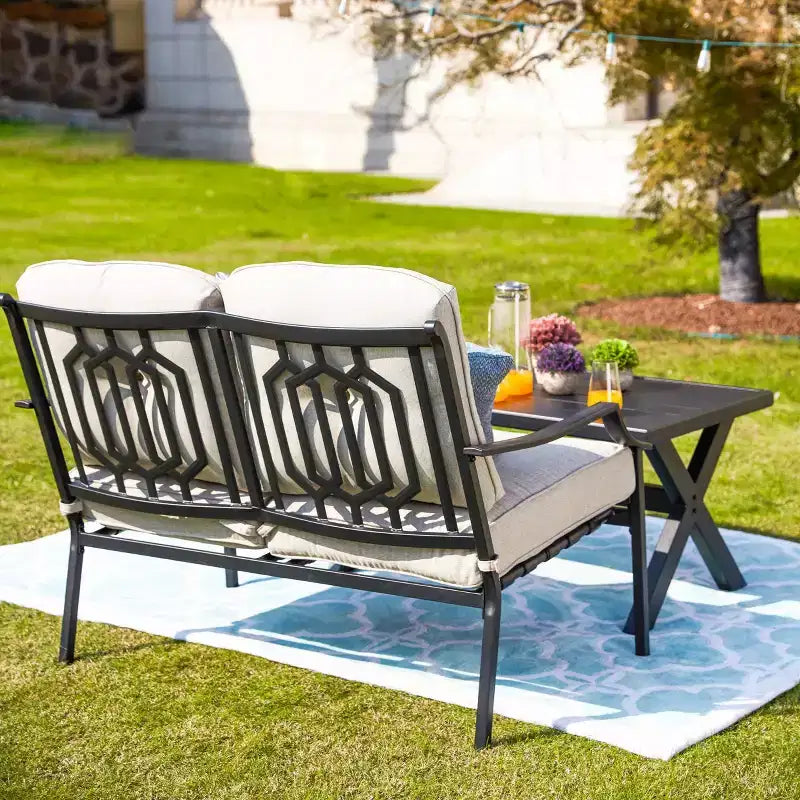 Conjunto de patio de 2 piezas con sofá biplaza y mesa de centro - Patio Festival