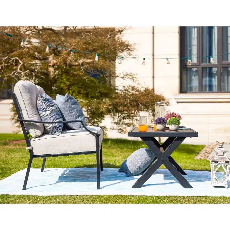 Conjunto de patio de 2 piezas con sofá biplaza y mesa de centro - Patio Festival