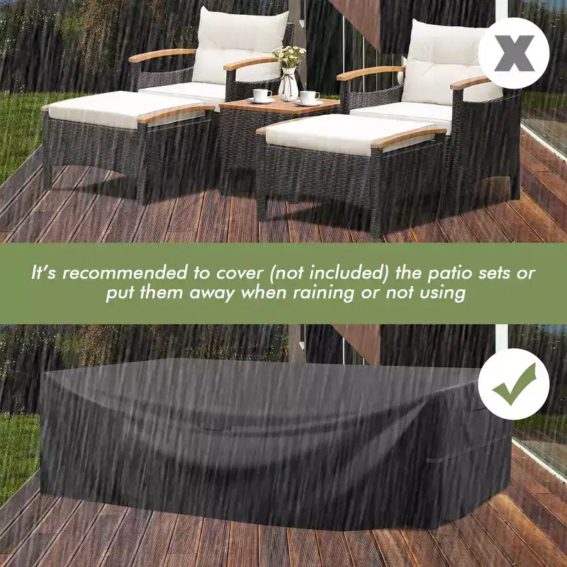 Conjunto de muebles de ratán para patio Costway de 5 piezas, sofá, otomana y mesa acolchada con superficie de madera