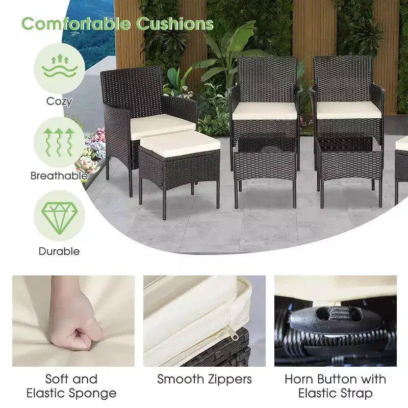 Conjunto de muebles de ratán para patio de 8 piezas de Costway, sofás, otomanas y mesa acolchados, combinación libre