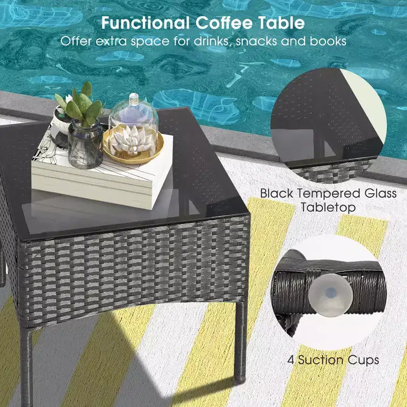 Conjunto de muebles de ratán para patio de 8 piezas de Costway, sofás, otomanas y mesa acolchados, combinación libre