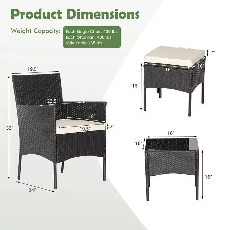Ensemble de mobilier de jardin en rotin 5 pièces Costway, canapé rembourré, repose-pieds, accoudoirs et table d’appoint
