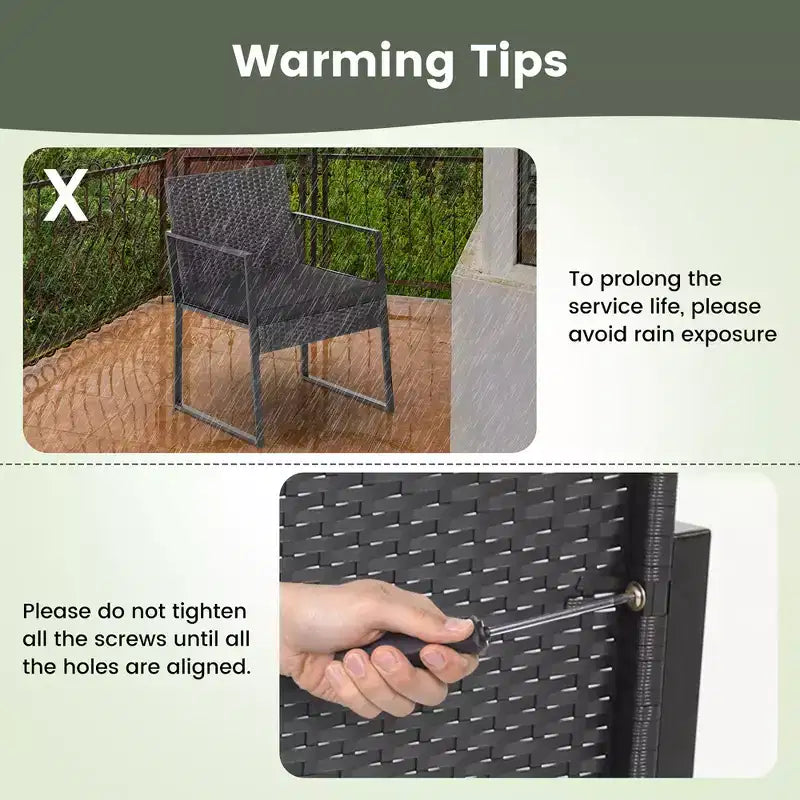 Costway conjunto de muebles de jardín de 3 piezas, sillas de mimbre de ratán acolchadas de alta resistencia y mesa, para exterior