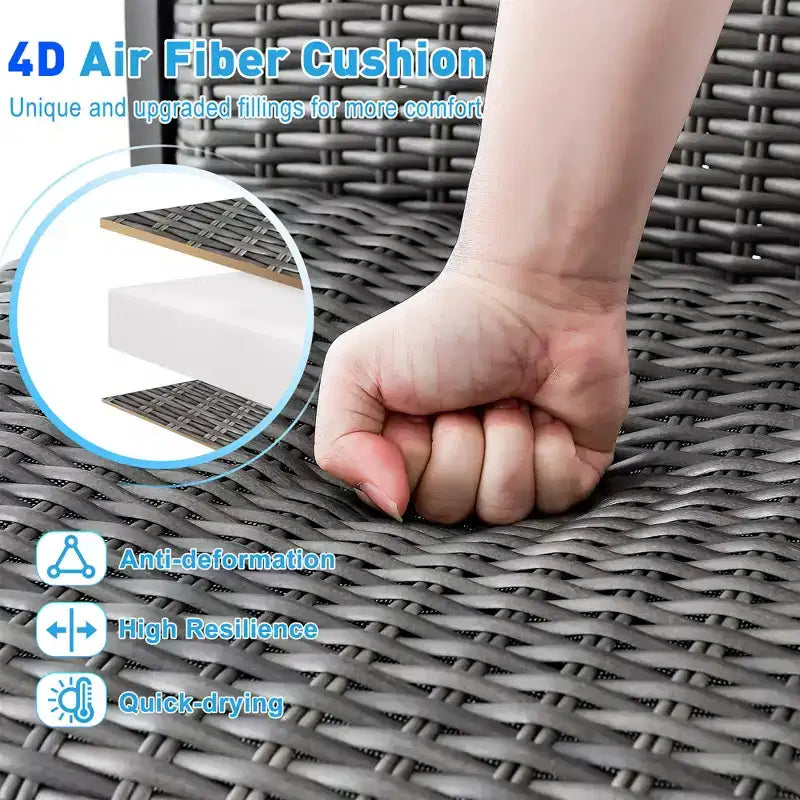 Conjunto de mesa alta y taburetes de ratán para patio de 3 piezas de Costway, aluminio, sillas giratorias de 360° con asiento acolchado