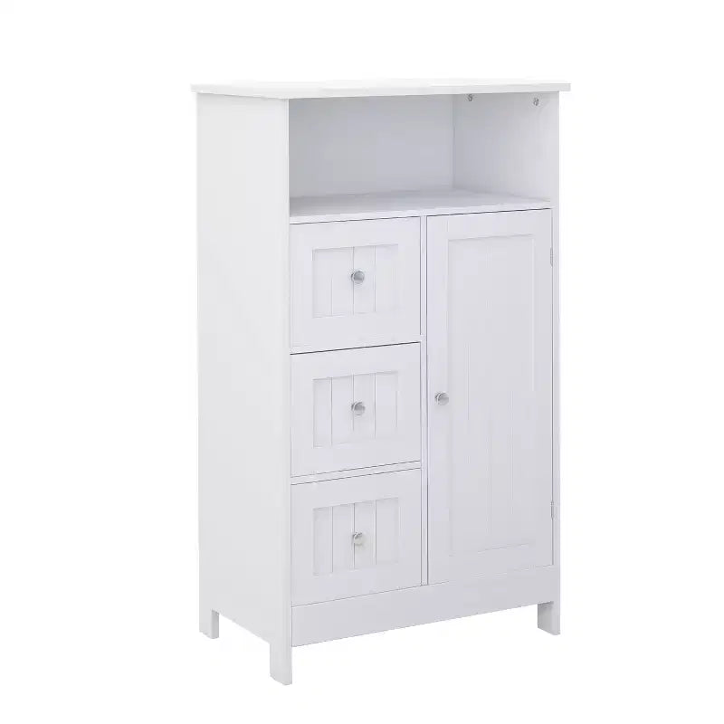 Bathroom Freestanding Storage Cabinet with 3 Drawers and 1 Door, White