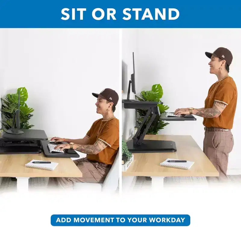Sit Stand Desk Converter, Ergonomic Height Adjustable Tabletop Standing Desk