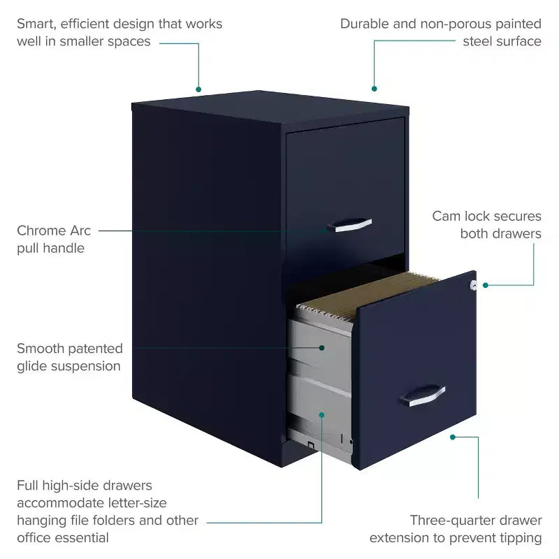 18" Deep 2-Drawer Letter Width Vertical File Cabinet