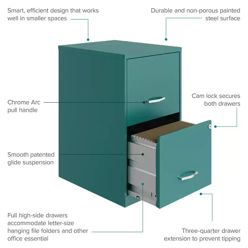 18" Deep 2-Drawer Letter Width Vertical File Cabinet