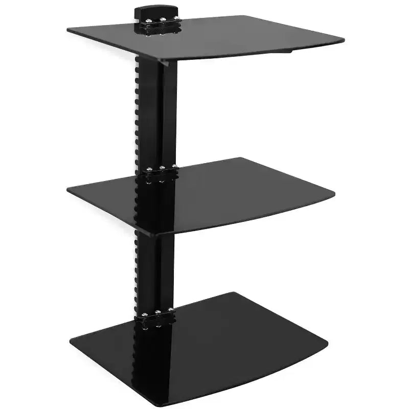 Mount-It! Floating Wall Mounted Shelf Bracket Stand for AV Receiver, Component, Cable Box, PlayStation5, Projector | 3 Black Tinted Tempered Glasses