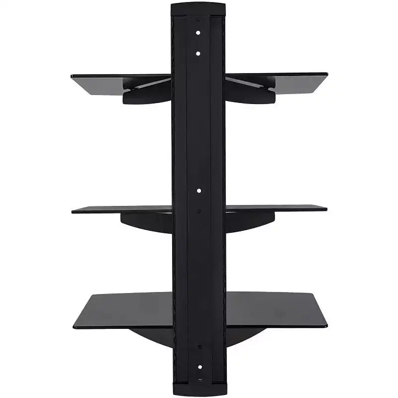 Floating Wall Mounted Shelf for AV Receiver, Cable Box, PlayStation, Projector, 3 Tempered Glass Shelves