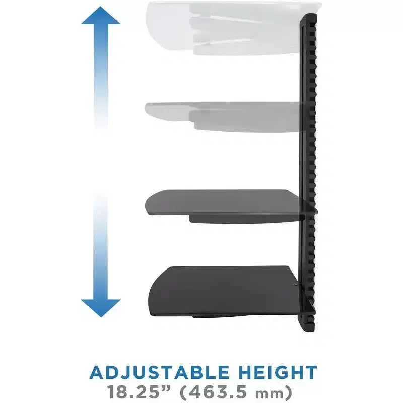 Floating Wall Mounted Shelf for AV Receiver, Cable Box, PlayStation, Projector, 3 Tempered Glass Shelves