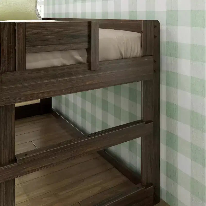 Modern Farmhouse Solid Wood Low Twin Loft Bed for Kids