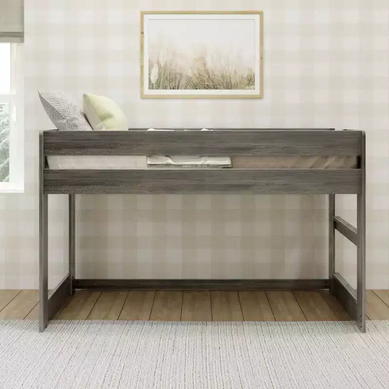 Modern Farmhouse Solid Wood Low Twin Loft Bed for Kids