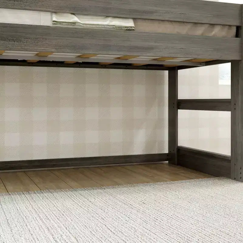 Modern Farmhouse Solid Wood Low Twin Loft Bed for Kids