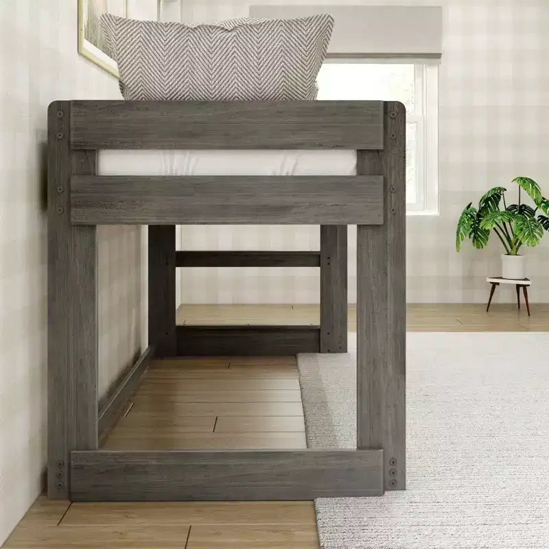 Modern Farmhouse Solid Wood Low Twin Loft Bed for Kids