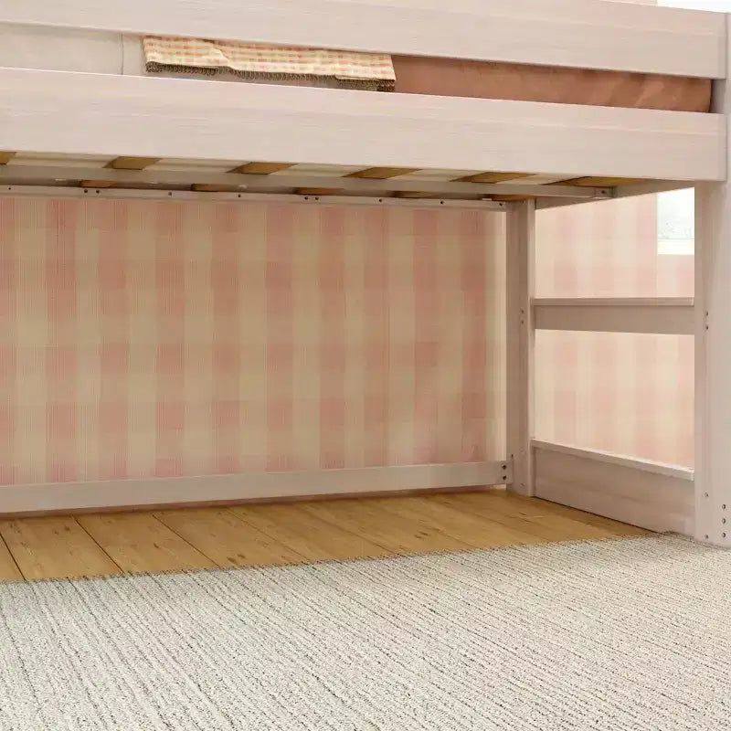 Modern Farmhouse Solid Wood Low Twin Loft Bed for Kids