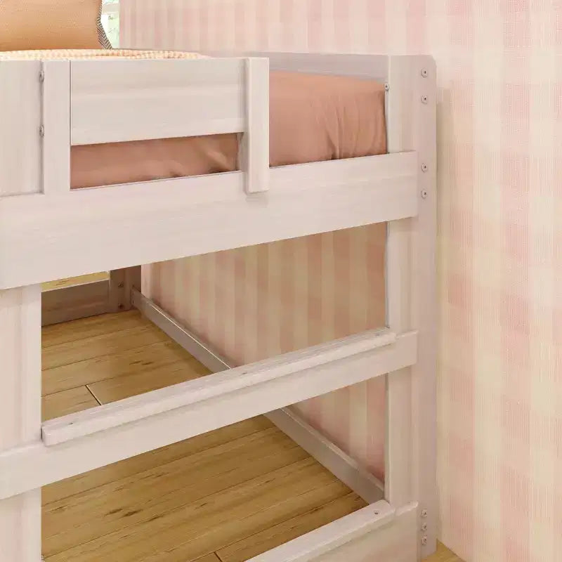 Modern Farmhouse Solid Wood Low Twin Loft Bed for Kids